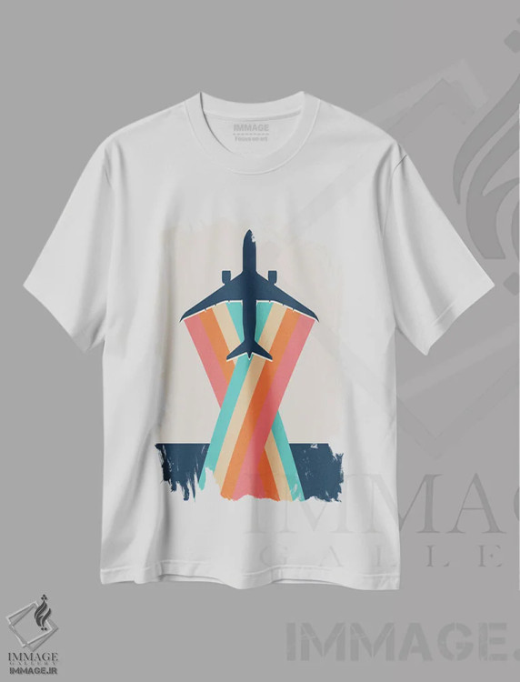 تیشرت سفید طرح دار آشفتگی دنباله ای رنگی، هنر دیجیتال اثر ۰۸ لفت | immage.ir