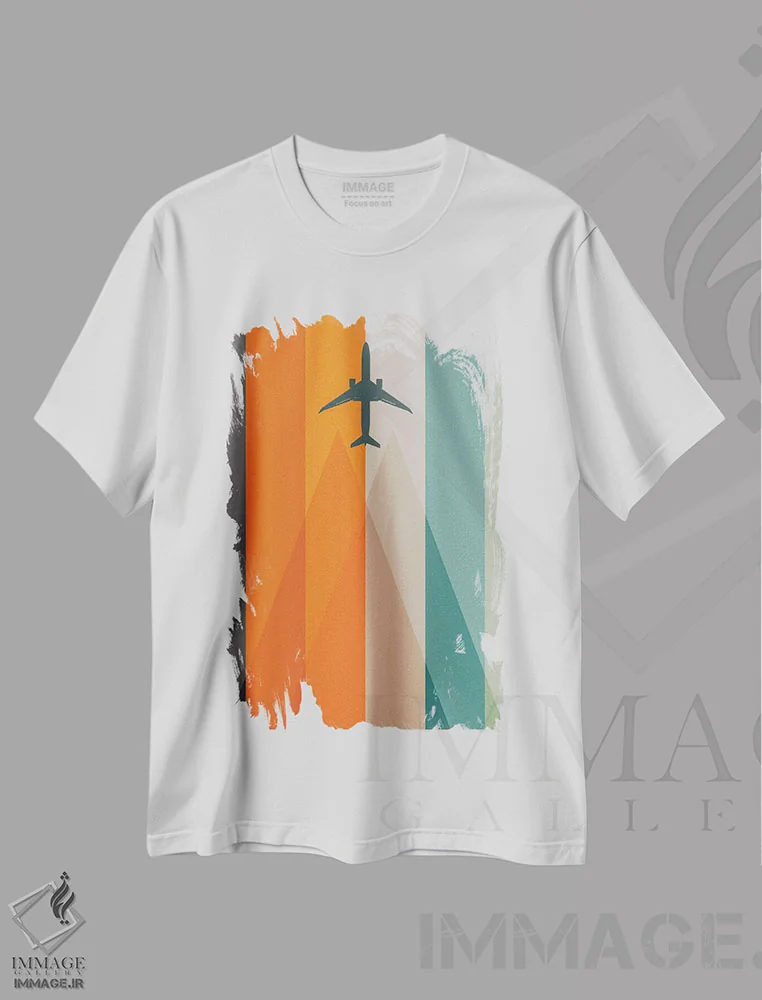 تیشرت سفید طرح دار نوارهای جتی، هنر دیجیتال اثر ۰۸ لفت | immage.ir