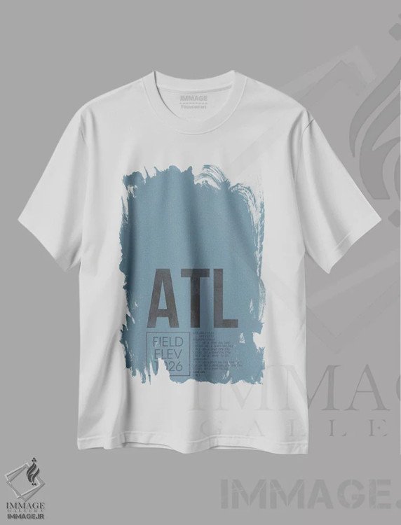 تیشرت سفید طرح دار آتلانتا، تزئینی اثر ۰۸ لفت | فروشگاه ایماژ
