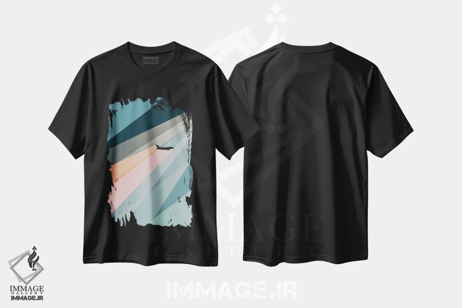 تیشرت مشکی طرح دار ابرها و رنگ ها، هنر دیجیتال اثر ۰۸ لفت | immage.ir