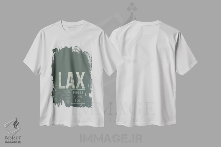 تیشرت سفید طرح دار کد فرودگاه لس آنجلس، تزئینی اثر ۰۸ لفت | immage.ir