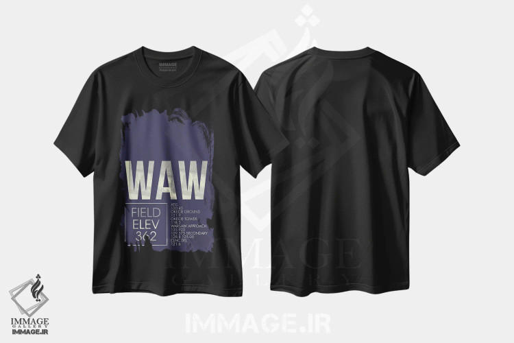 تیشرت مشکی طرح دار ورشو، تزئینی اثر ۰۸ لفت | immage.ir