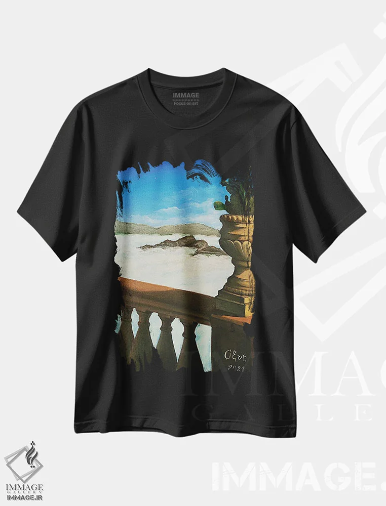 تیشرت مشکی طرح دار کاکتوس؛ بالاتر از ابرها، دکور معاصر اثر اوکسانا افتیه وا | immage.ir