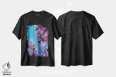 تیشرت مشکی طرح دار گل کاغذی بنفش، دکور معاصر اثر اوکسانا افتیه وا | immage.ir