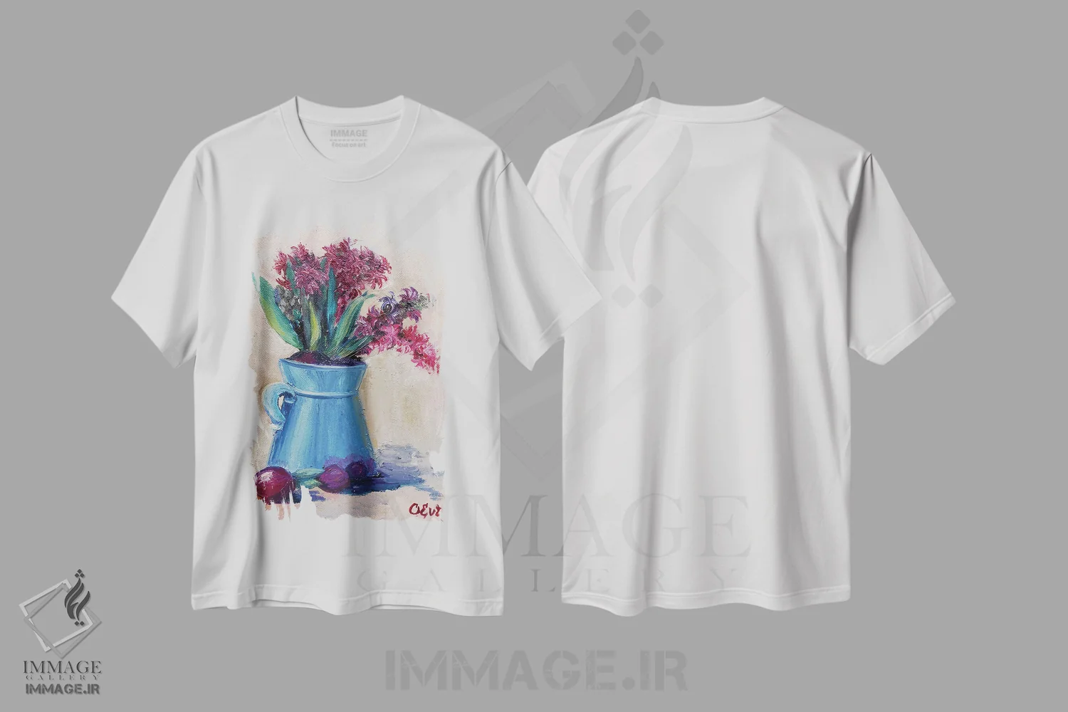 تیشرت سفید طرح دار نقاشی سنبل، دکور معاصر اثر اوکسانا افتیه وا | فروشگاه ایماژ