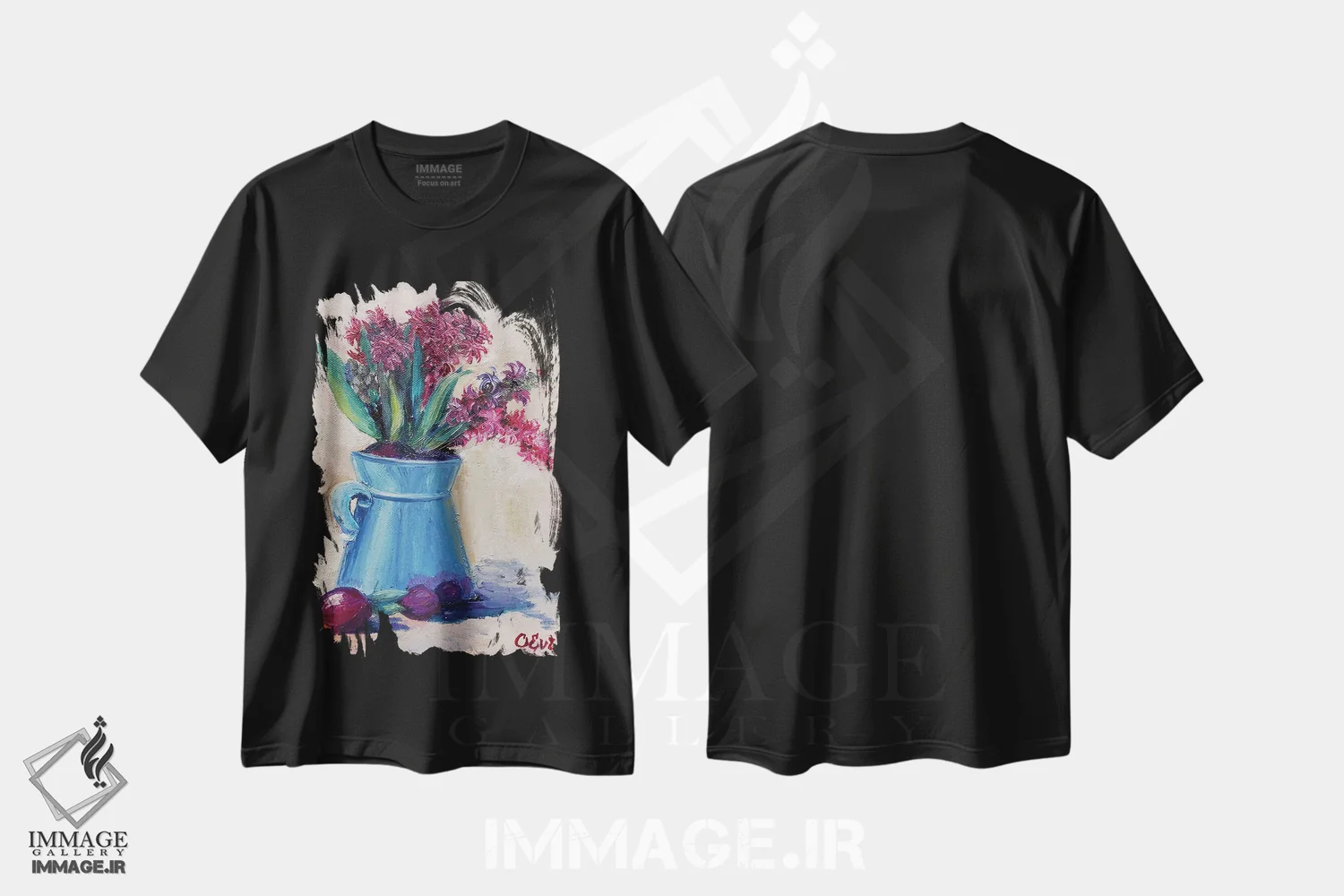 تیشرت مشکی طرح دار نقاشی سنبل، دکور معاصر اثر اوکسانا افتیه وا | immage.ir