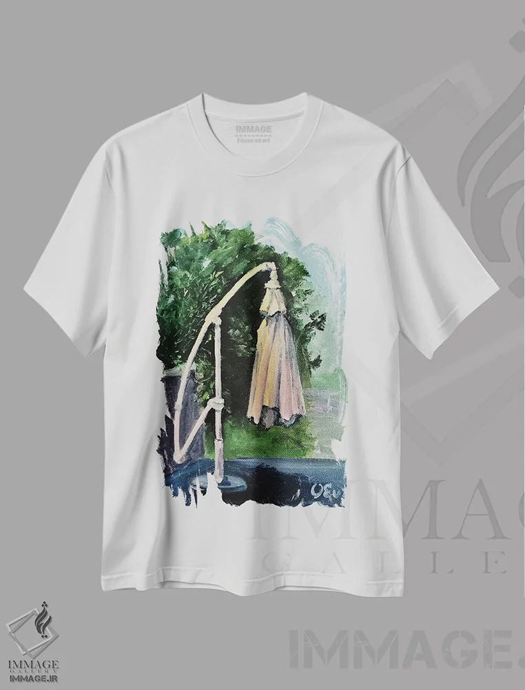 تیشرت سفید طرح دار چتر غمگین، دکور معاصر اثر اوکسانا افتیه وا | فروشگاه ایماژ