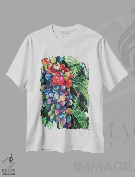 تیشرت سفید طرح دار انگورهای آفتابی، دکور معاصر اثر اوکسانا افتیه وا | immage.ir