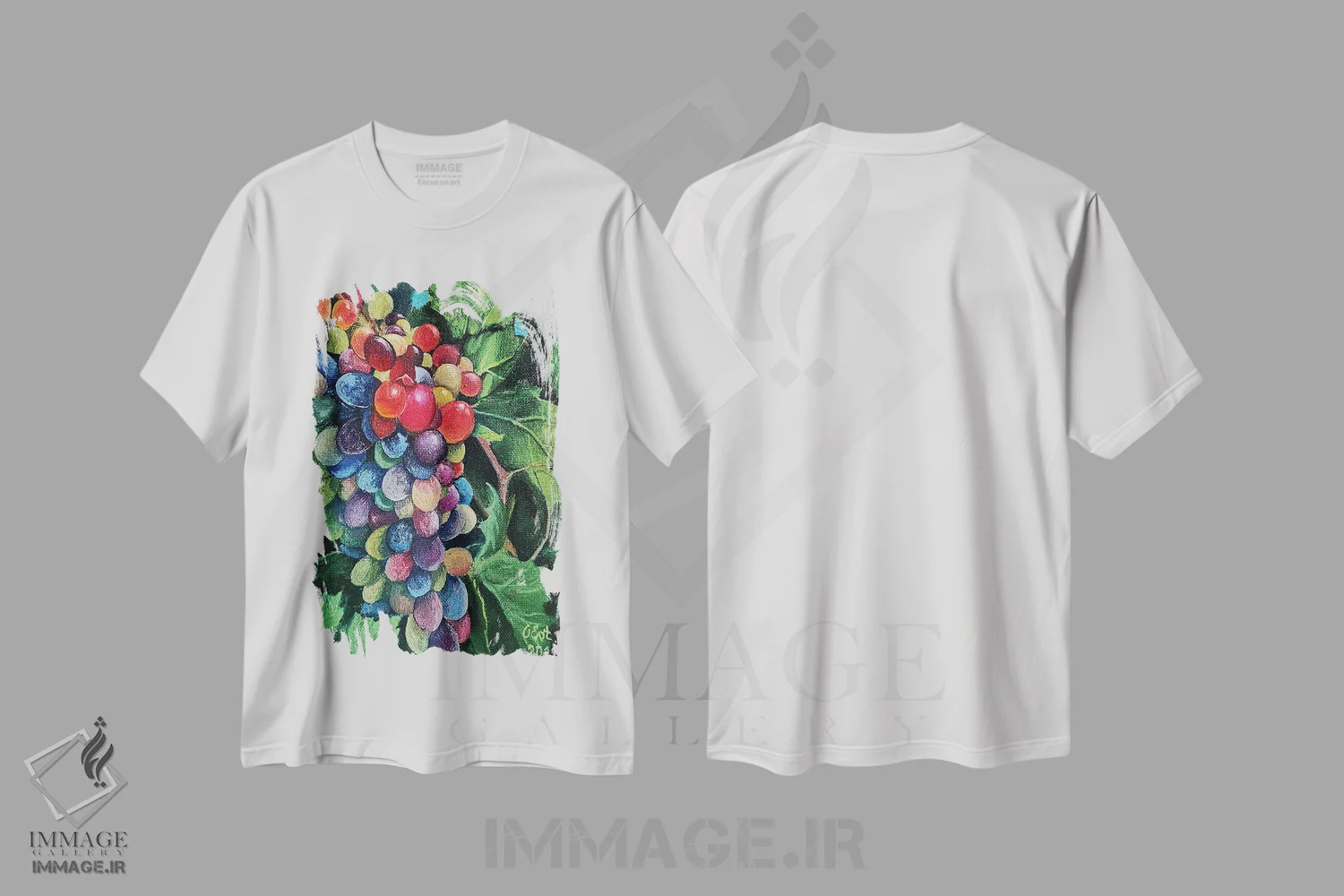 تیشرت سفید طرح دار انگورهای آفتابی، دکور معاصر اثر اوکسانا افتیه وا | immage.ir