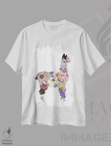 تیشرت سفید طرح دار لاما، تزئینی اثر آکسی آی فلورال کو | فروشگاه ایماژ