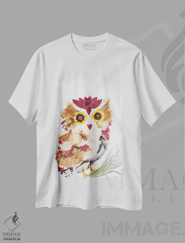 تیشرت سفید طرح دار جغد، تزئینی اثر آکسی آی فلورال کو | فروشگاه ایماژ