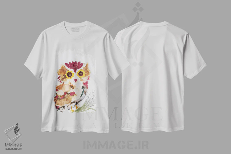 تیشرت سفید طرح دار جغد، تزئینی اثر آکسی آی فلورال کو | فروشگاه ایماژ