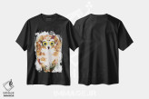 تیشرت مشکی طرح دار جغد، تزئینی اثر آکسی آی فلورال کو | فروشگاه ایماژ