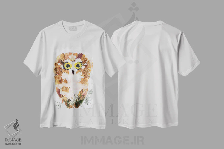 تیشرت سفید طرح دار جغد، تزئینی اثر آکسی آی فلورال کو | immage.ir
