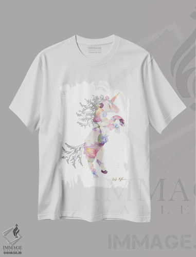 تیشرت سفید طرح دار تک شاخ، تزئینی اثر آکسی آی فلورال کو | فروشگاه ایماژ