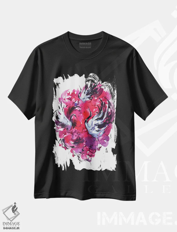 تیشرت مشکی طرح دار رقص سرخ، هنر دیجیتال اثر الگا آکسنوا | فروشگاه ایماژ