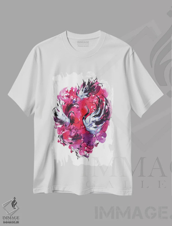 تیشرت سفید طرح دار رقص سرخ، هنر دیجیتال اثر الگا آکسنوا | immage.ir