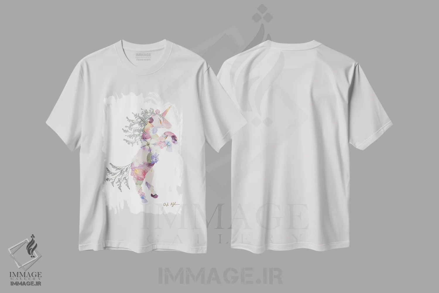 تیشرت سفید طرح دار تک شاخ، تزئینی اثر آکسی آی فلورال کو | فروشگاه ایماژ