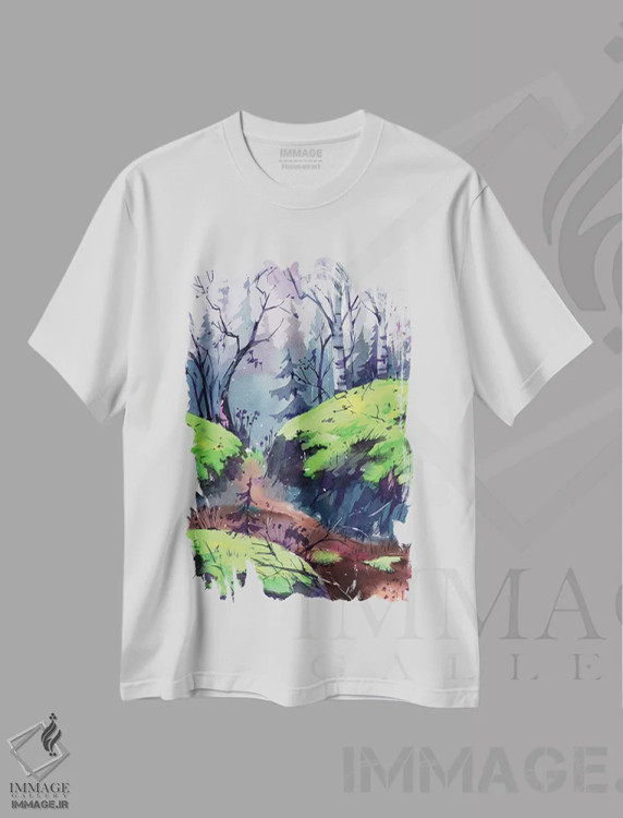 تیشرت سفید طرح دار پیش از اولین برف، هنر دیجیتال اثر الگا آکسنوا | فروشگاه ایماژ
