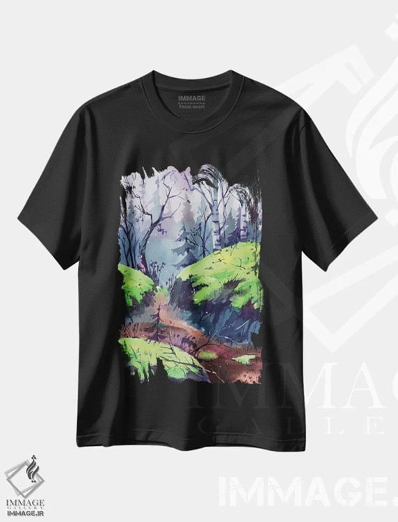 تیشرت مشکی طرح دار پیش از اولین برف، هنر دیجیتال اثر الگا آکسنوا | immage.ir