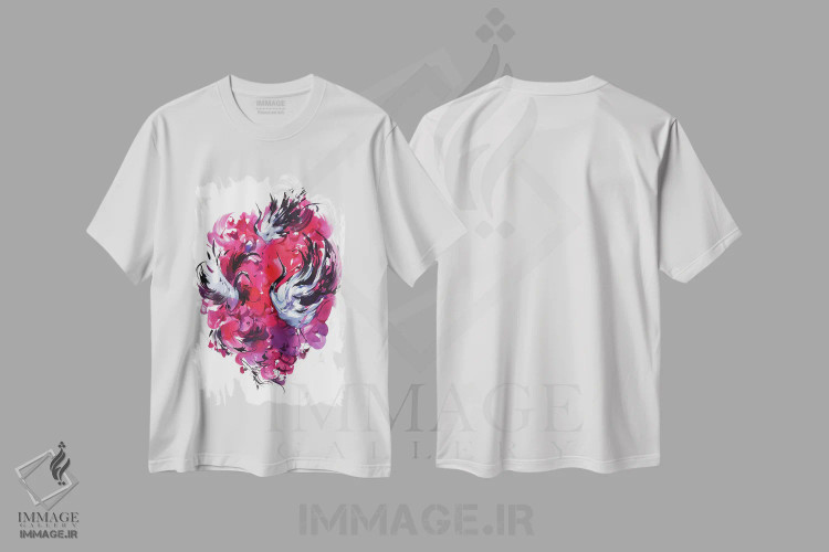 تیشرت سفید طرح دار رقص سرخ، هنر دیجیتال اثر الگا آکسنوا | immage.ir