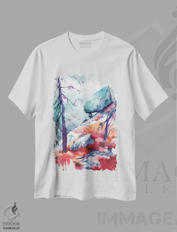 تیشرت سفید طرح دار تعادل ۲، هنر دیجیتال اثر الگا آکسنوا | immage.ir