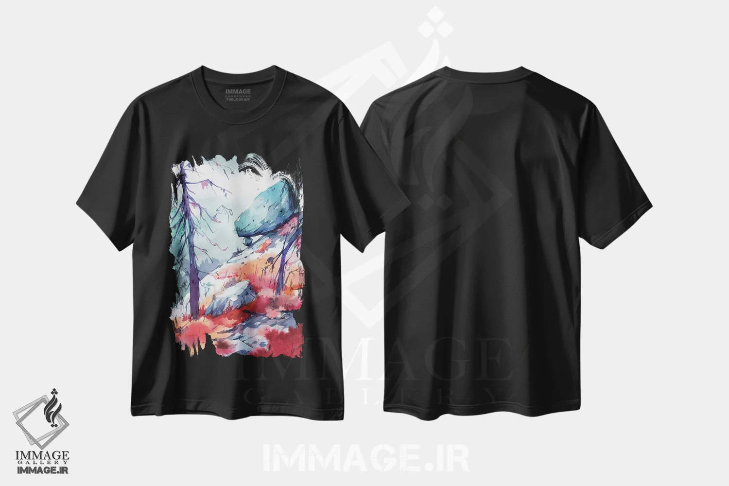 تیشرت مشکی طرح دار تعادل ۲، هنر دیجیتال اثر الگا آکسنوا | فروشگاه ایماژ