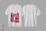 تیشرت سفید طرح دار آرامش سرخ ۲، هنر دیجیتال اثر الگا آکسنوا | فروشگاه ایماژ