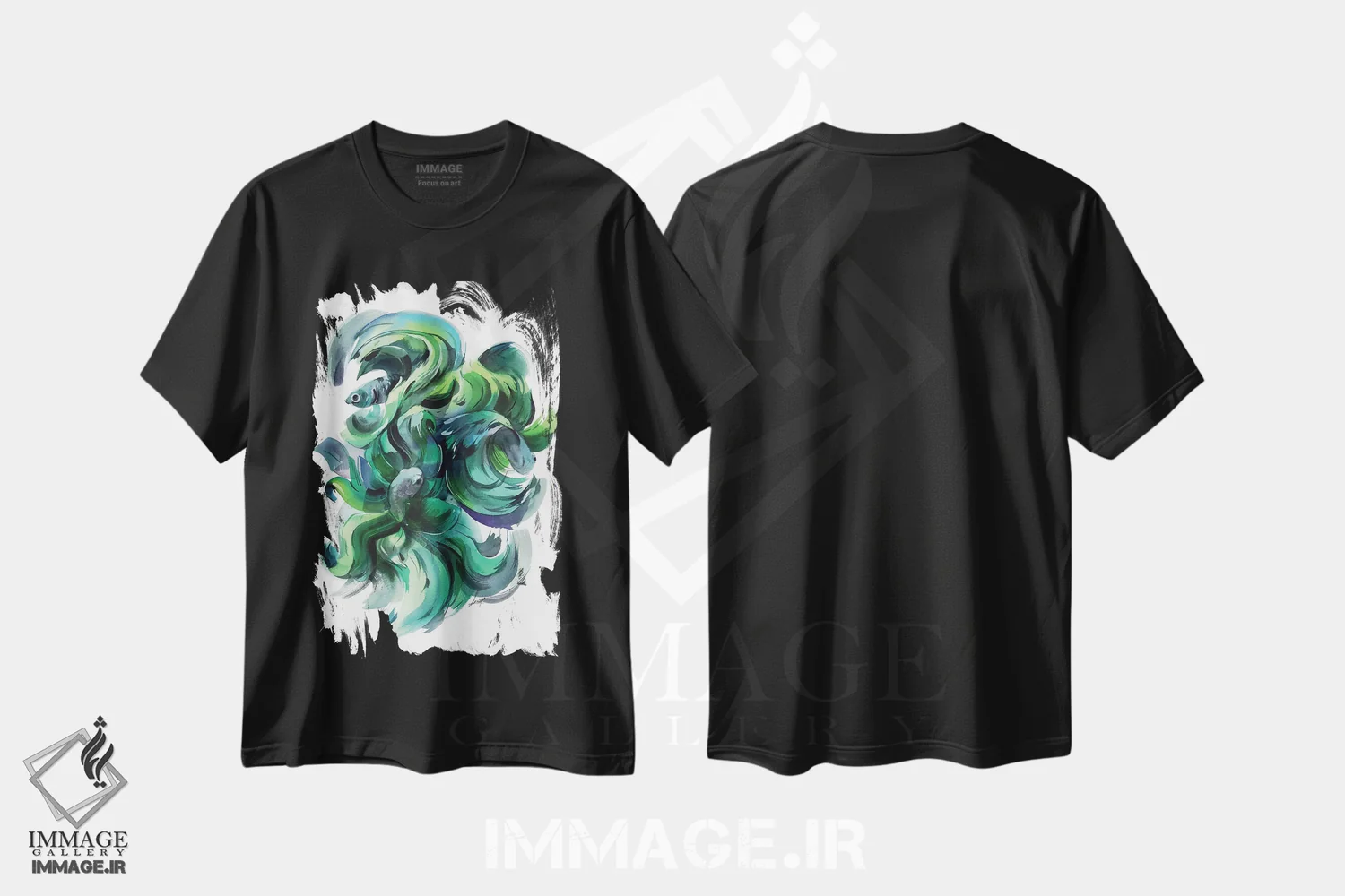 تیشرت مشکی طرح دار سردرگمی اثر الگا آکسنوا | فروشگاه ایماژ