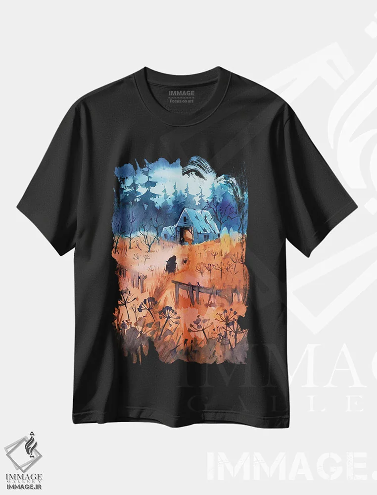 تیشرت مشکی طرح دار خودایزوله سازی، هنر دیجیتال اثر الگا آکسنوا | immage.ir