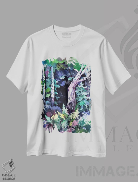 تیشرت سفید طرح دار سوراخ جنگل، هنر دیجیتال اثر الگا آکسنوا | فروشگاه ایماژ