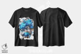 تیشرت مشکی طرح دار بونسای آبی، دکور آسیایی اثر الگا آکسنوا | فروشگاه ایماژ