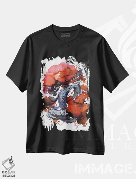 تیشرت مشکی طرح دار بونسای، دکور آسیایی اثر الگا آکسنوا | immage.ir