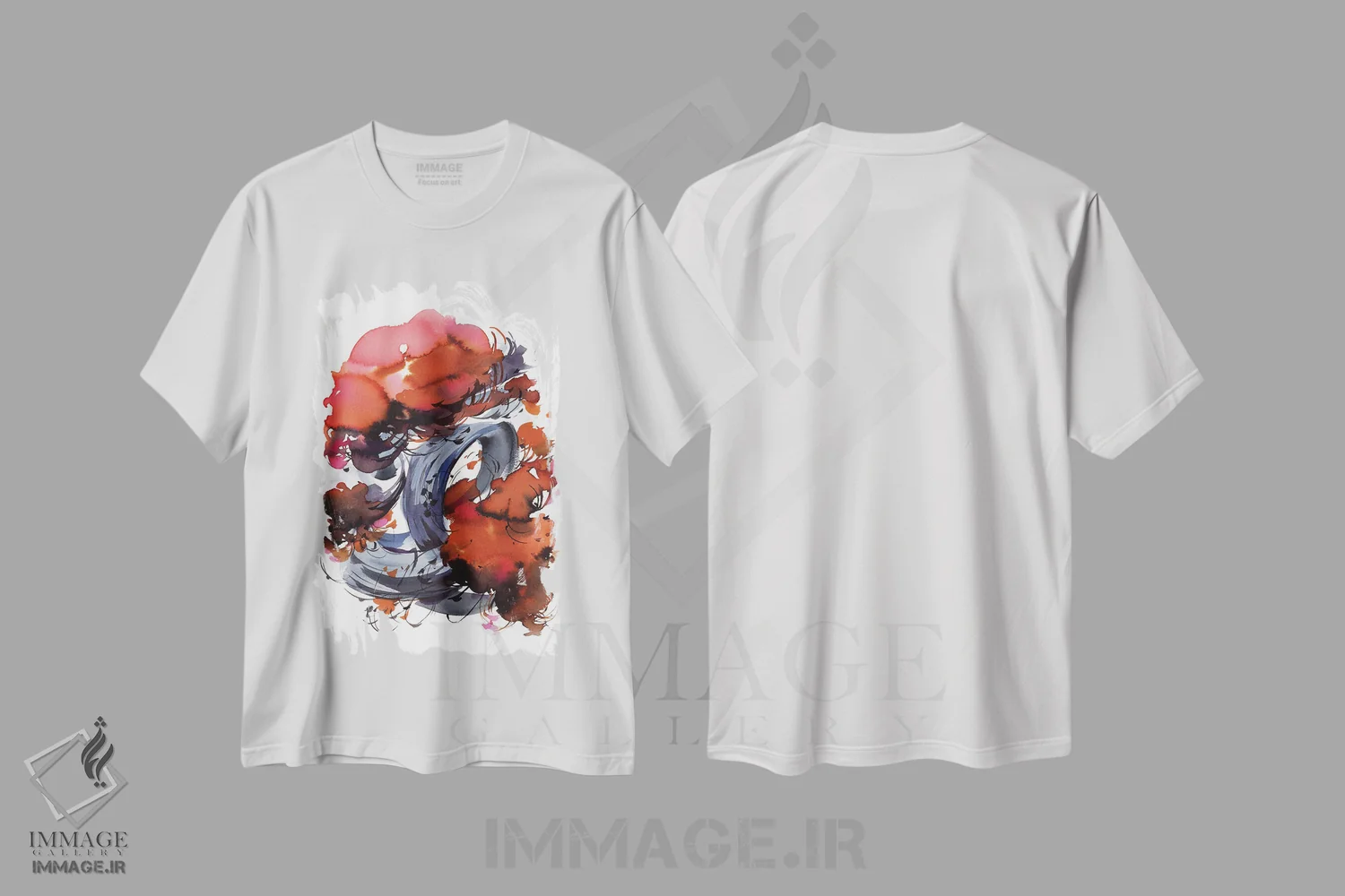 تیشرت سفید طرح دار بونسای، دکور آسیایی اثر الگا آکسنوا | فروشگاه ایماژ