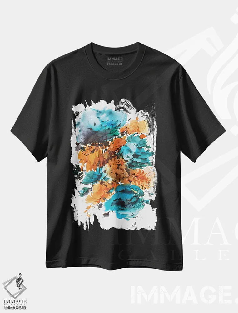 تیشرت مشکی طرح دار انتزاع تابستانی اثر الگا آکسنوا | immage.ir