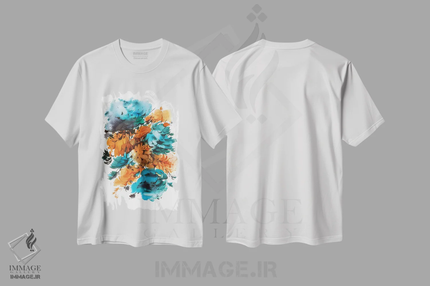 تیشرت سفید طرح دار انتزاع تابستانی اثر الگا آکسنوا | فروشگاه ایماژ