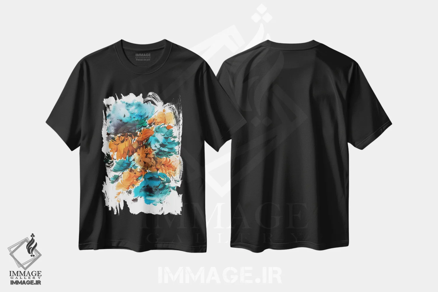 تیشرت مشکی طرح دار انتزاع تابستانی اثر الگا آکسنوا | immage.ir