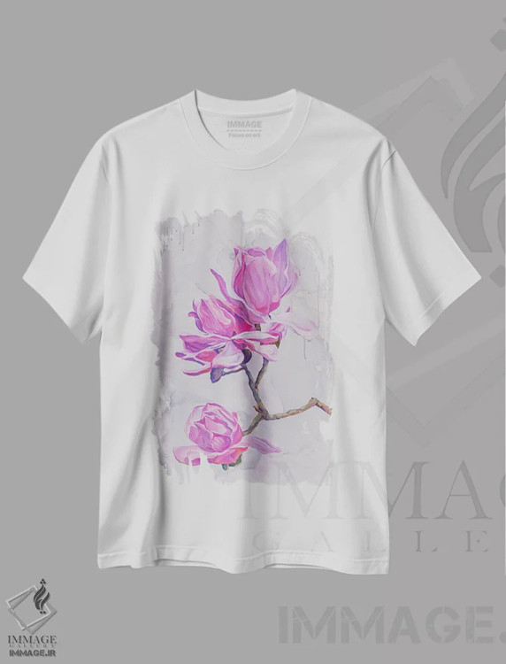 تیشرت سفید طرح دار ماگنولیاها، دکور معاصر اثر الگا وُلنا | immage.ir