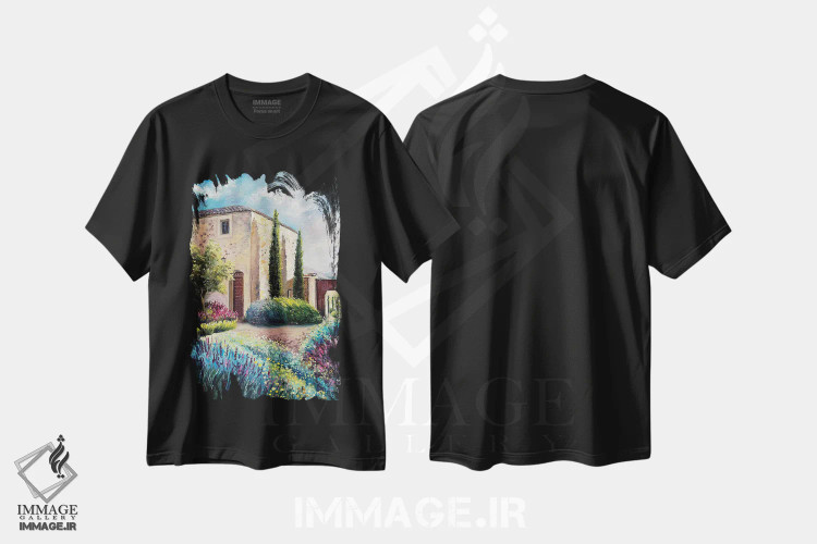 تیشرت مشکی طرح دار پروانس، هنر فاخر معاصر اثر اولنا هونتار | فروشگاه ایماژ