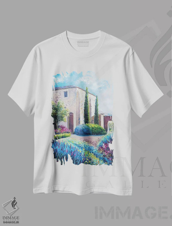 تیشرت سفید طرح دار پروانس II، هنر فاخر معاصر اثر اولنا هونتار | فروشگاه ایماژ