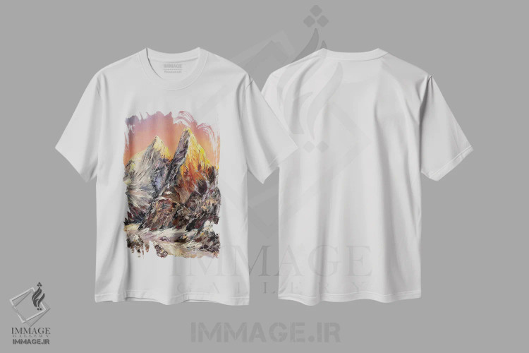 تیشرت سفید طرح دار فتح قله ها، هنر فاخر معاصر اثر اولنا هونتار | immage.ir