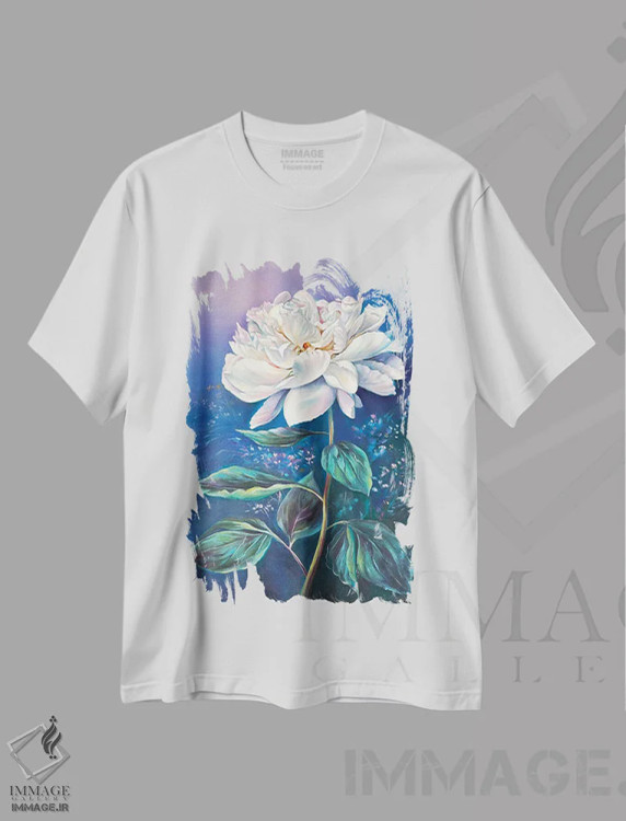 تیشرت سفید طرح دار گل صدتومانی، هنر فاخر معاصر اثر اولنا هونتار | immage.ir