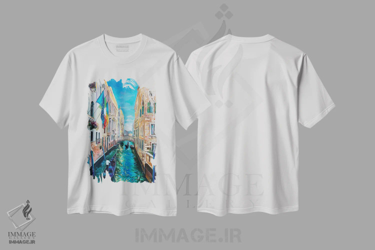 تیشرت سفید طرح دار ونیز ۲۰۲۲، دکور معاصر اثر اولنا هونتار | فروشگاه ایماژ
