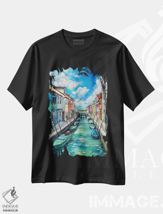 تیشرت مشکی طرح دار بورانو ۲۰۲۳، هنر فاخر معاصر اثر اولنا هونتار | فروشگاه ایماژ
