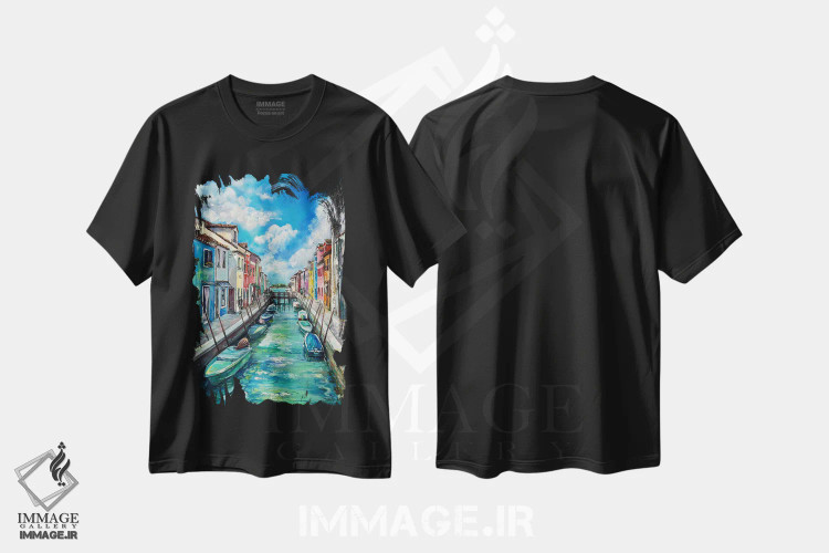 تیشرت مشکی طرح دار بورانو ۲۰۲۳، هنر فاخر معاصر اثر اولنا هونتار | فروشگاه ایماژ