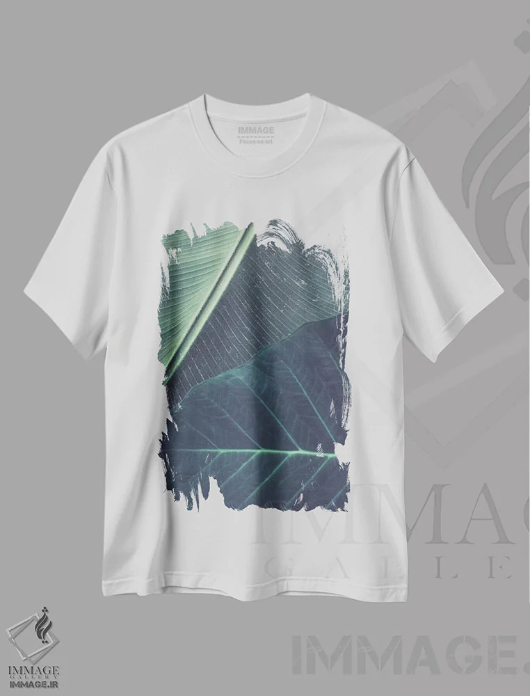 تیشرت سفید طرح دار برگ ها II، تزئینی اثر اولیویا جوی سنت کلر | immage.ir