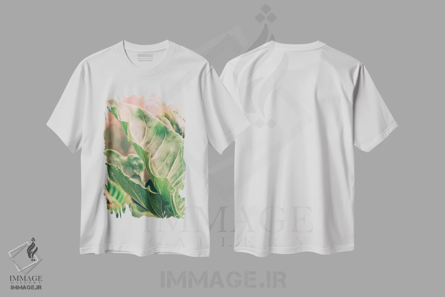 تیشرت سفید طرح دار برگ ها V، تزئینی اثر اولیویا جوی سنت کلر | immage.ir