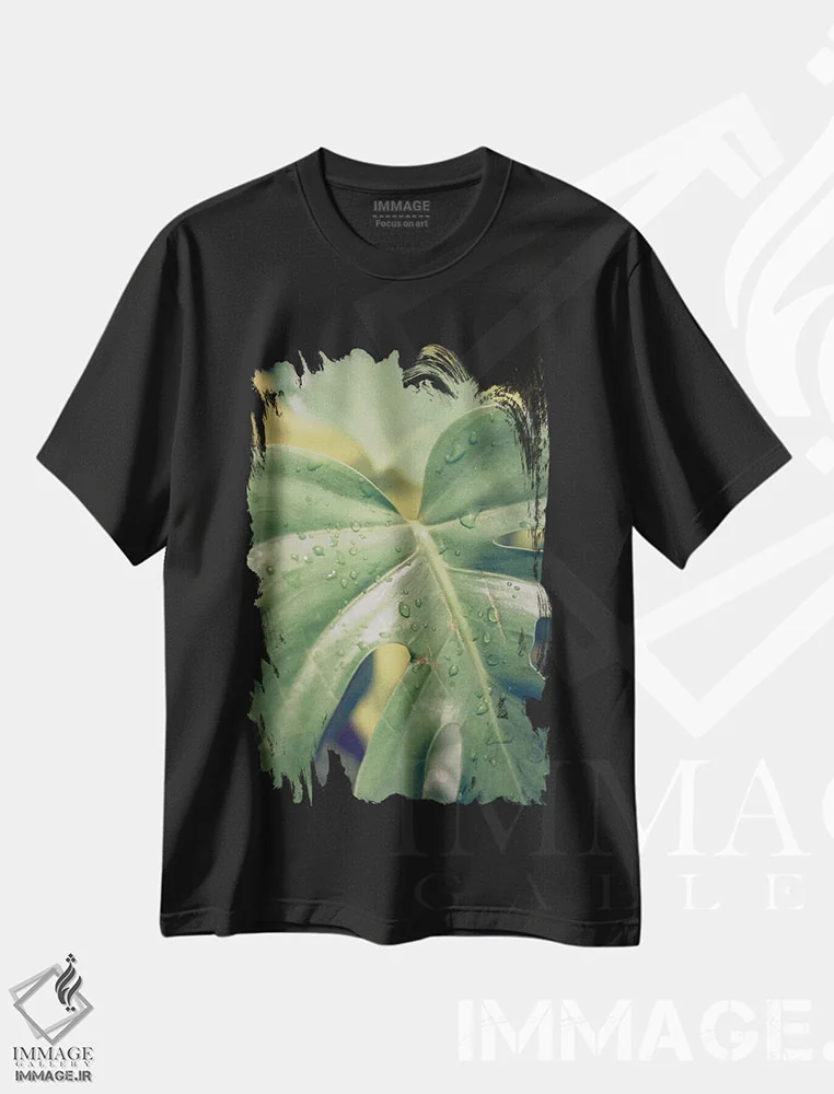 تیشرت مشکی طرح دار برگ ها VI، تزئینی اثر اولیویا جوی سنت کلر | immage.ir