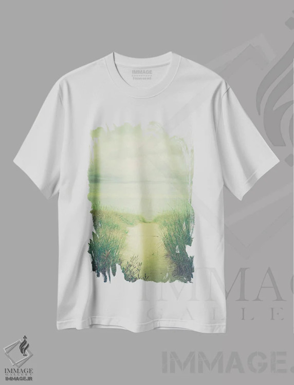 تیشرت سفید طرح دار صبح کنار دریا، دکور ساحلی اثر اولیویا جوی سنت کلر | فروشگاه ایماژ