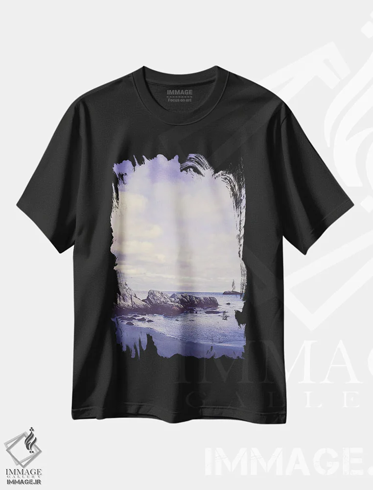 تیشرت مشکی طرح دار دریاهای شمالی III، دکور ساحلی اثر اولیویا جوی سنت کلر | فروشگاه ایماژ
